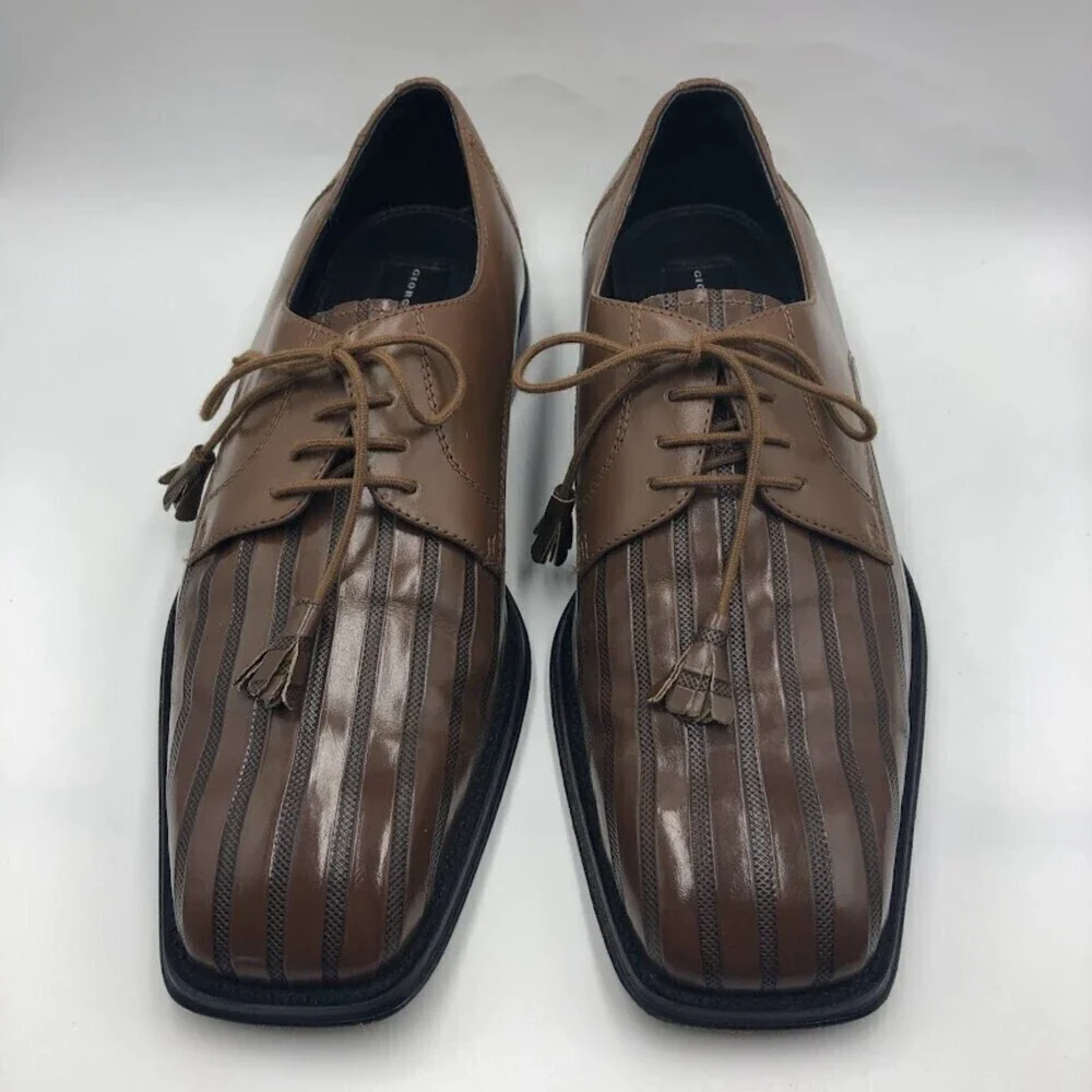 Giorgio Brutini Men’s Brown Leather Square Toe Dress Shoes Lace Up 10.5M Vintage